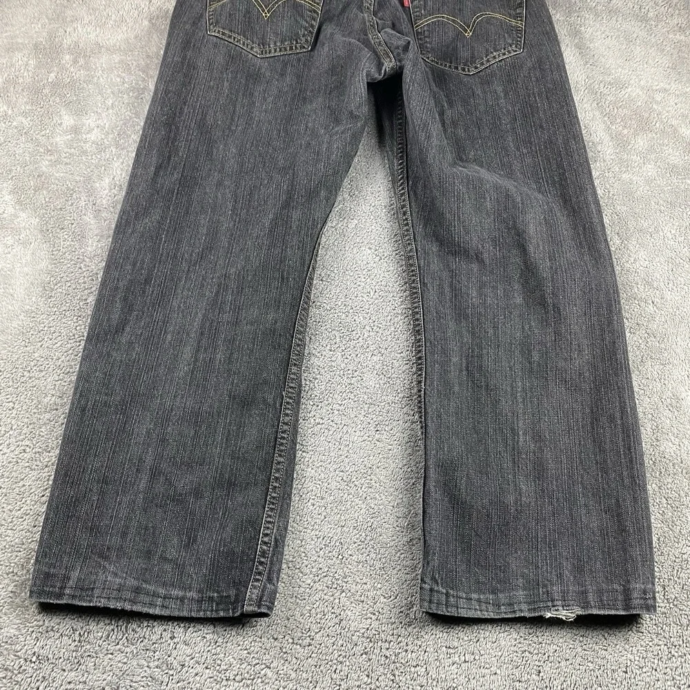 Levis 514 Slim Straight Jeans Mens 36x26 Gray Mid Rise‎ Denim Hemmed 100% Cotton
